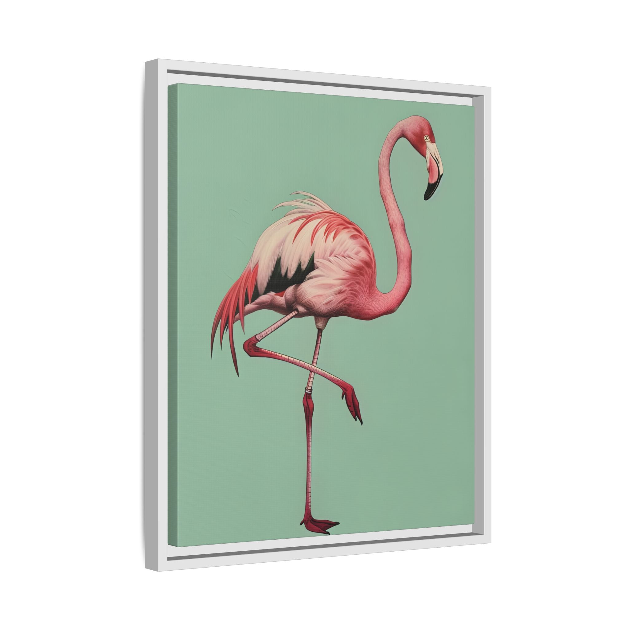 Framed Canvas - Pink Flamingo Tropical