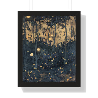 Framed Paper Print - Golden Firefly Nightscape