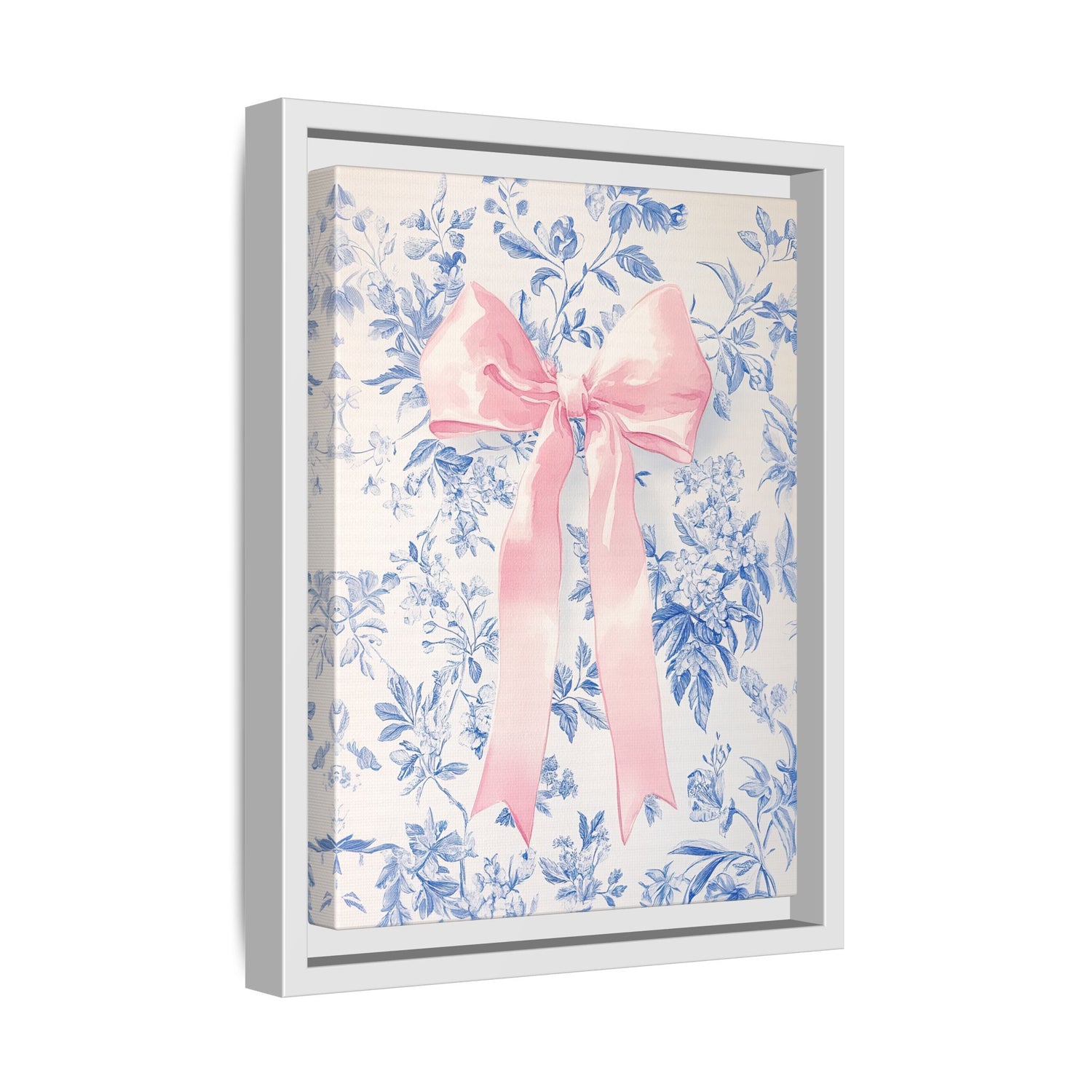 Framed Canvas - Pink Bow Floralscape
