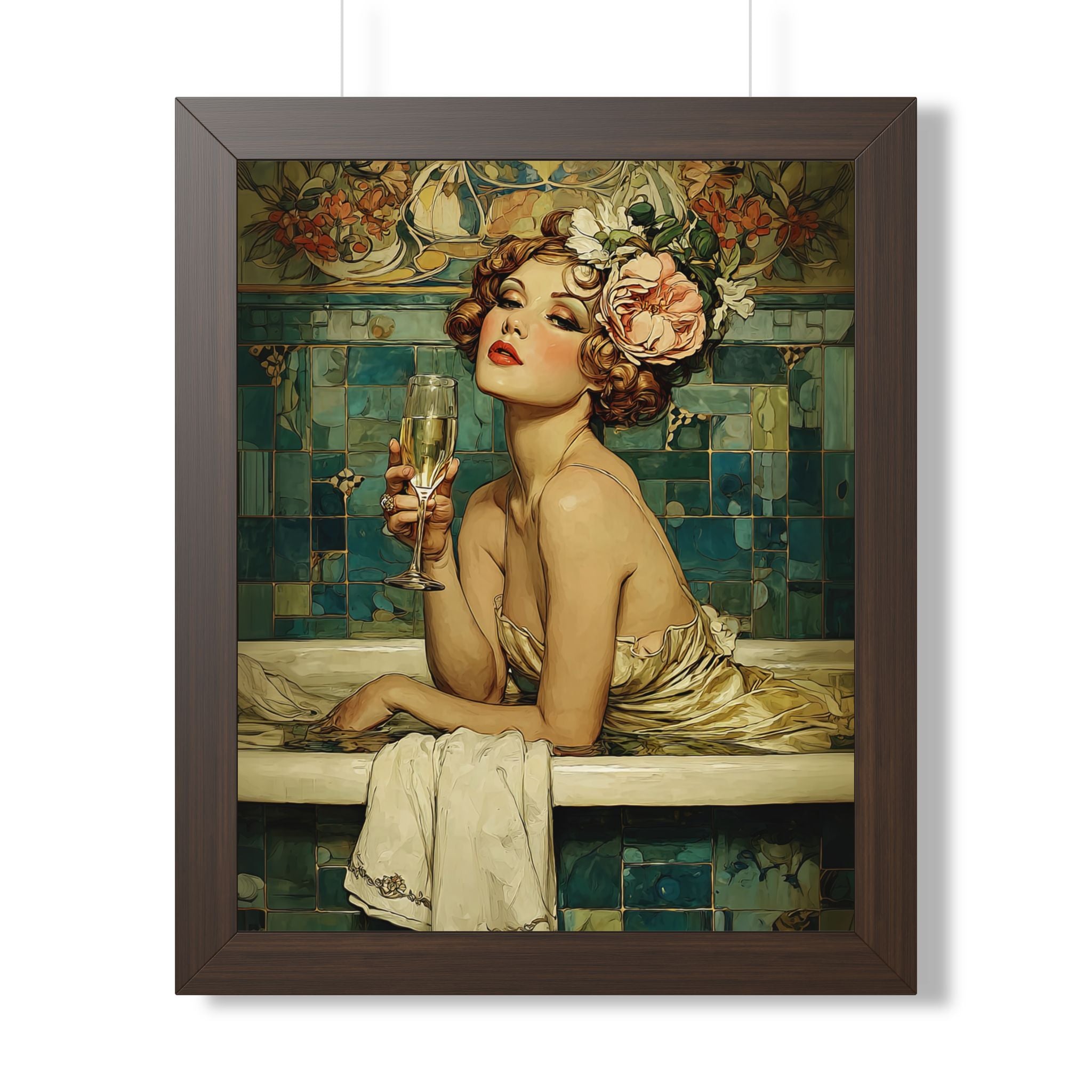 Framed Paper Print - Champagne Bathtub Coquette
