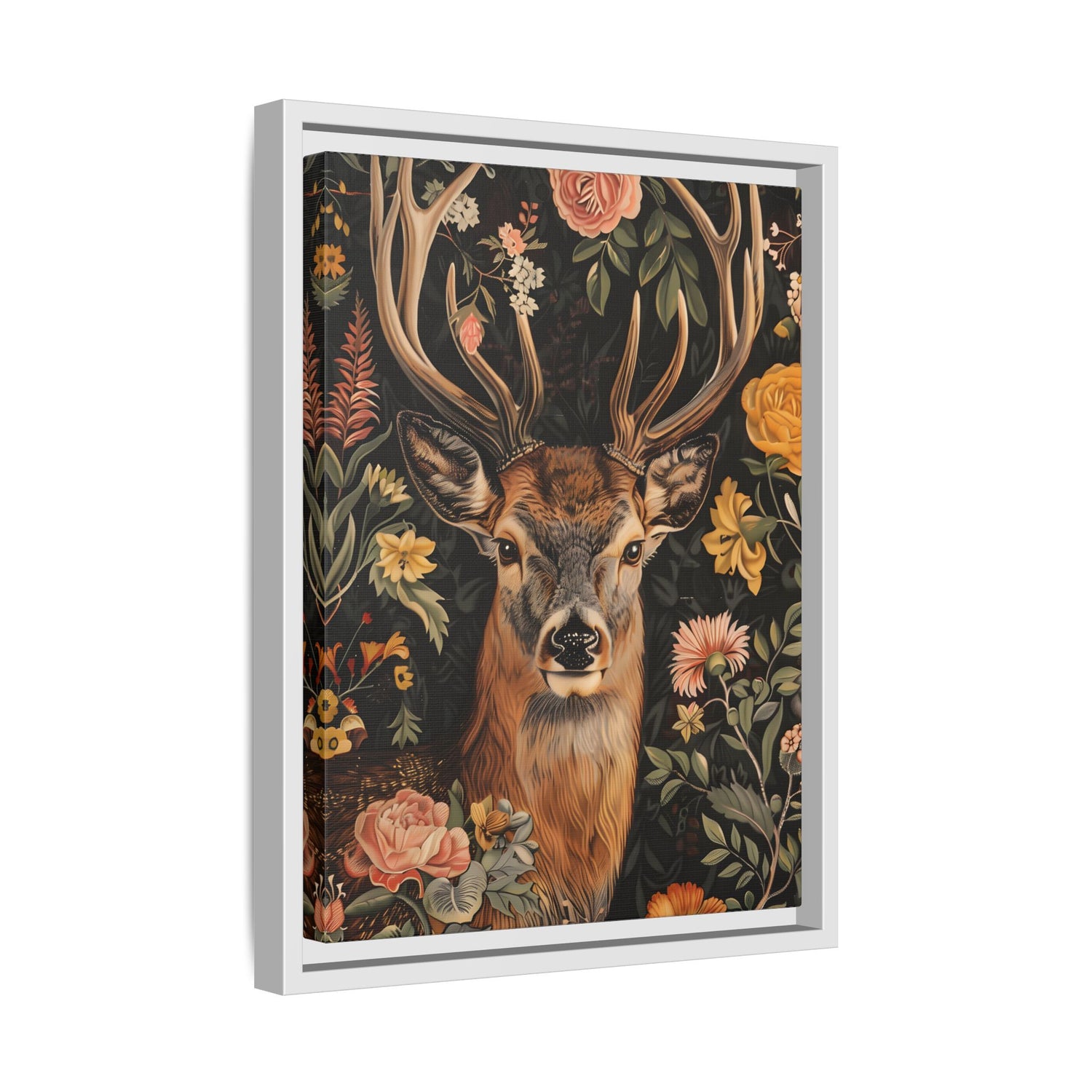 Framed Canvas - Floral Deer Majesty