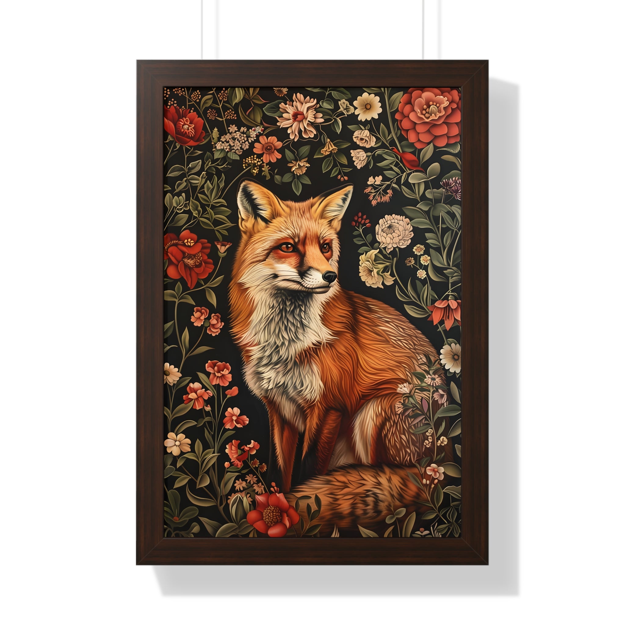 Framed Paper Print - Fox Amongst Floral Whimsy