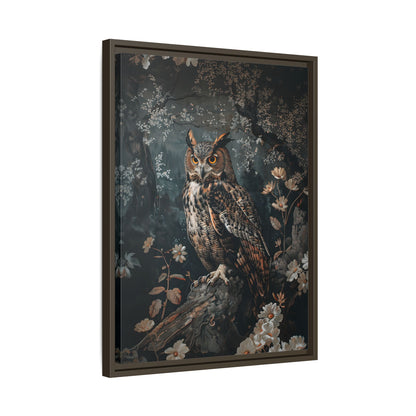 Framed Canvas - Midnight Watchful Owl