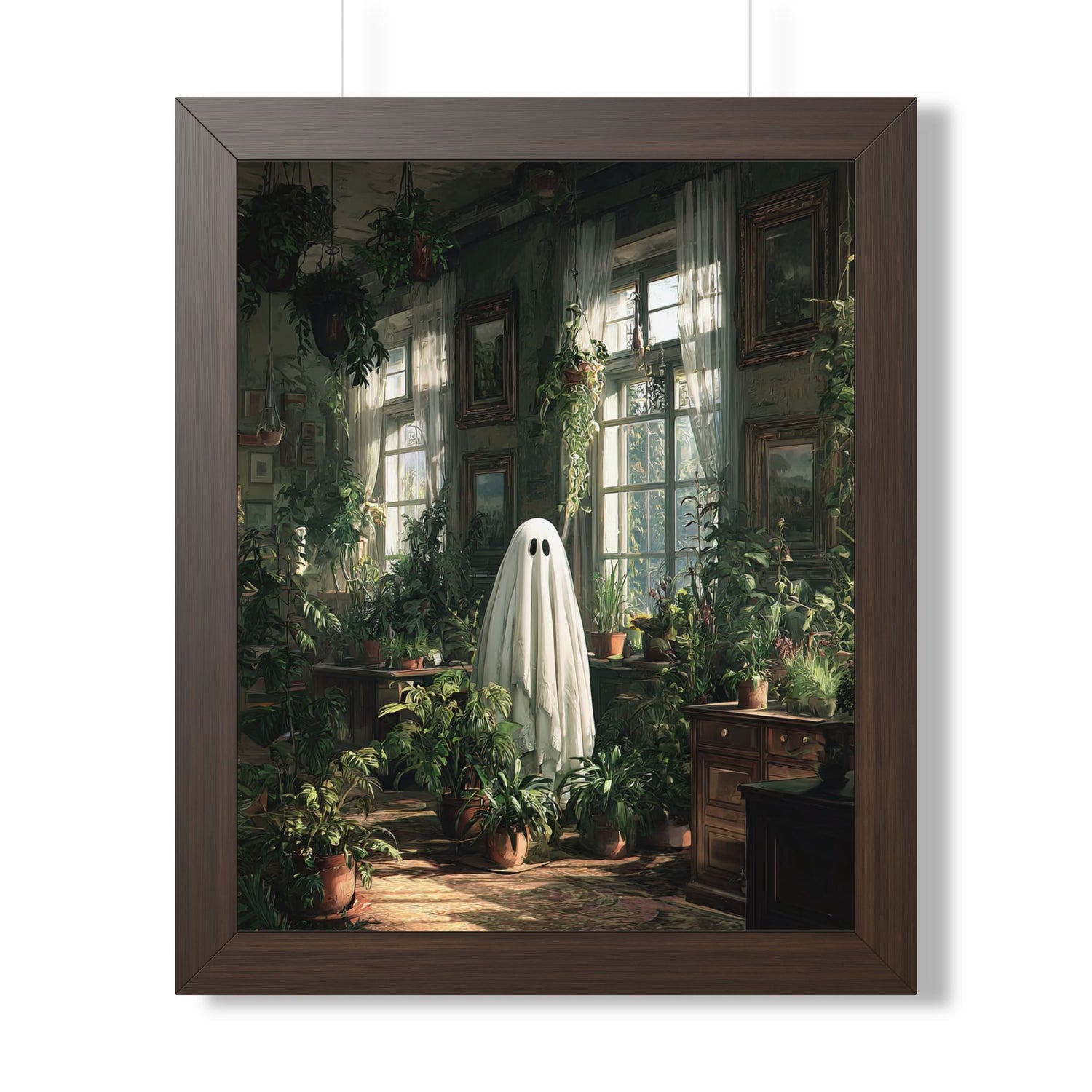 Framed Paper Print - Ghost Among Houseplants