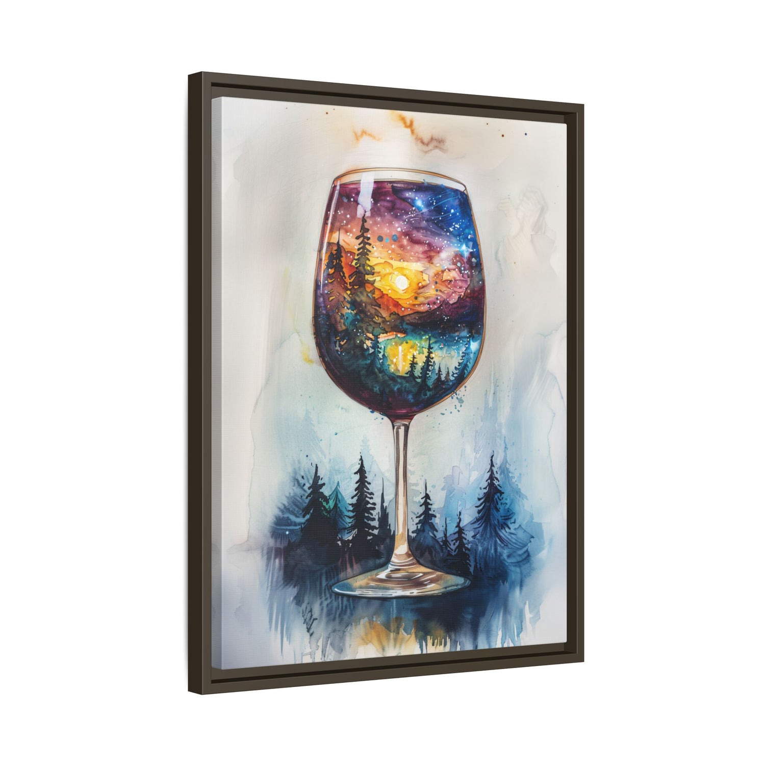 Framed Canvas - Galaxy Within the Wine Glass