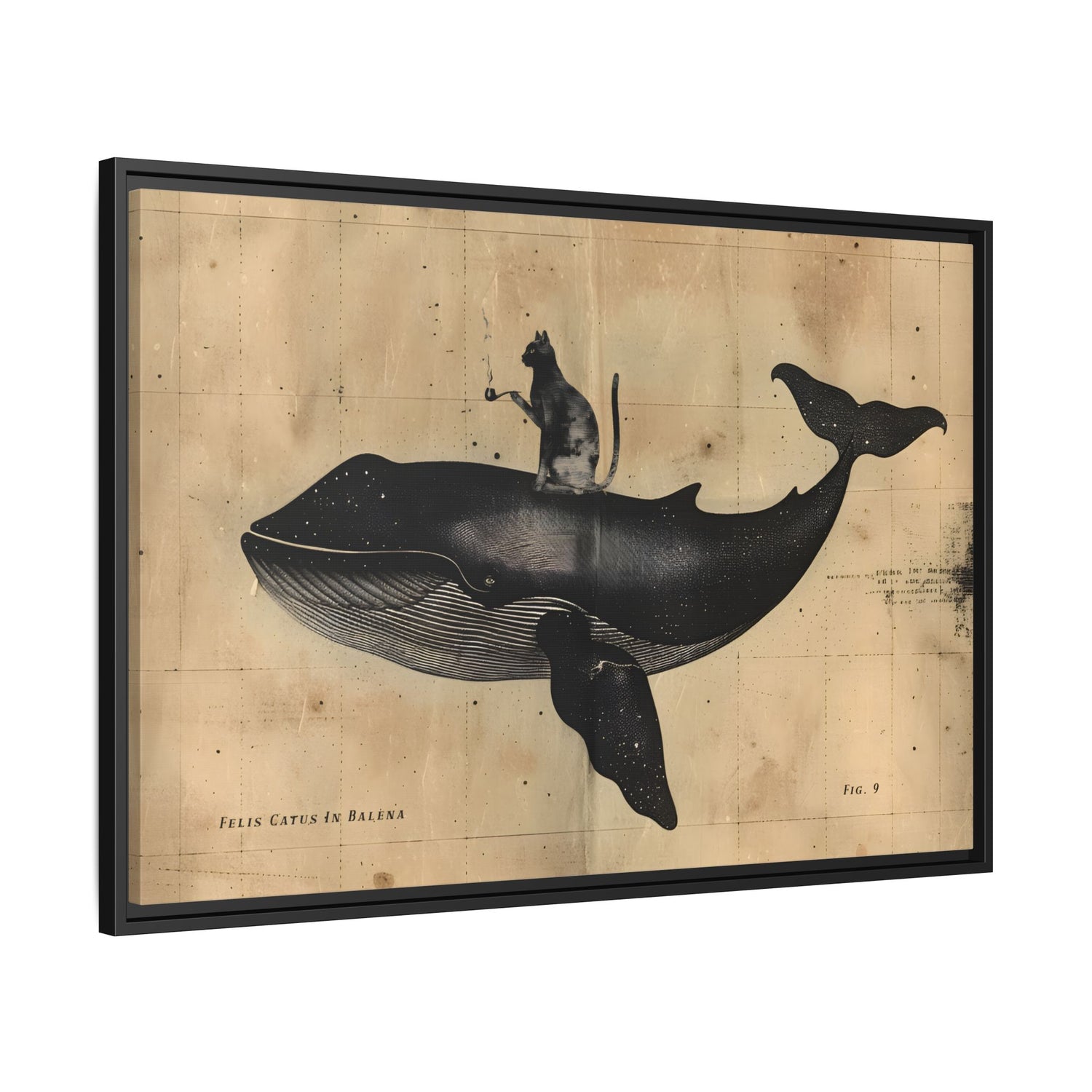 Framed Canvas - Cat Rides Whale Theory