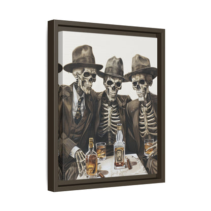 Framed Canvas - Skeleton Whiskey Gentlemen
