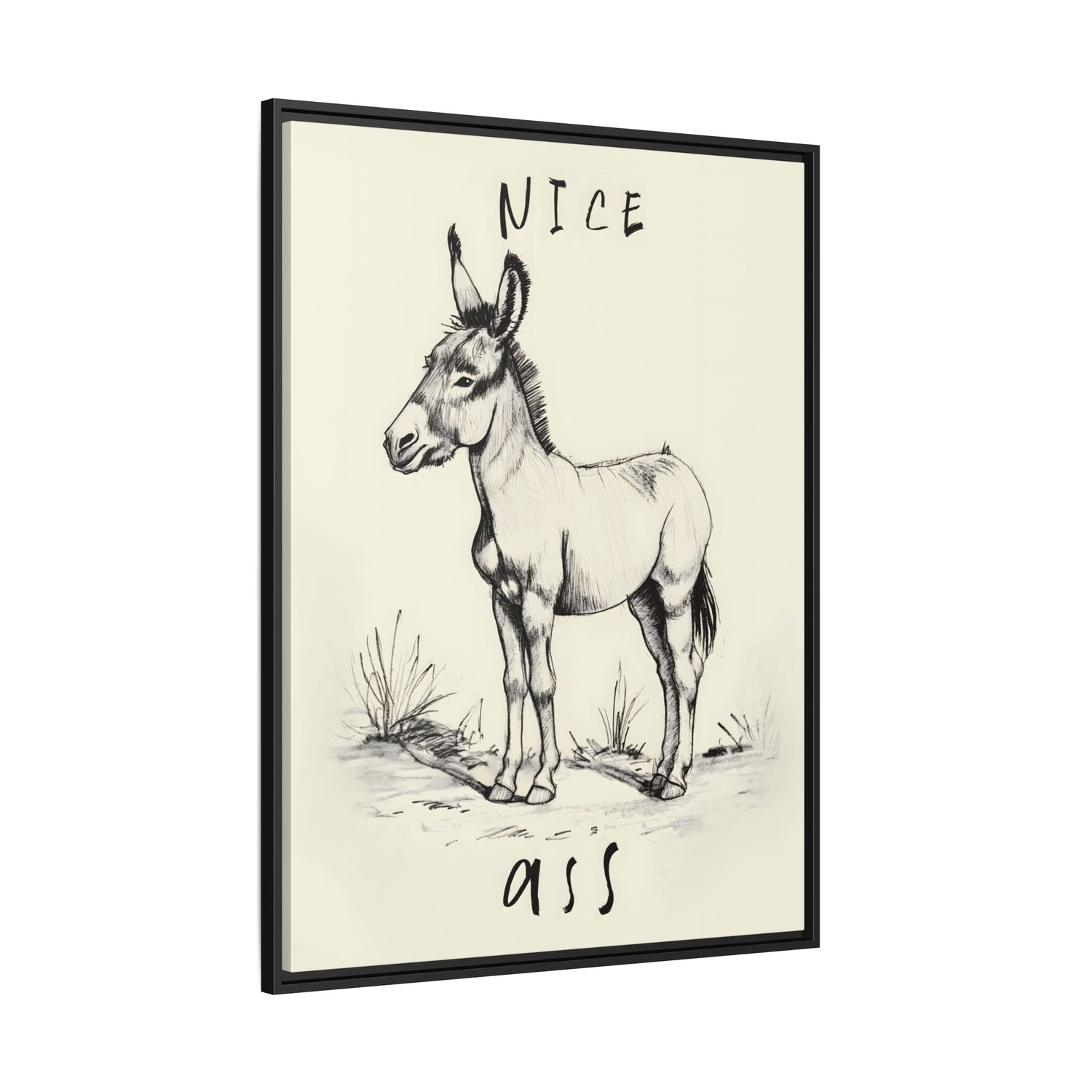 Framed Canvas - Donkey Line Art Humor