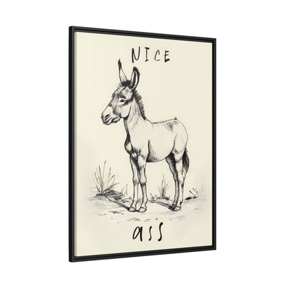 Framed Canvas - Donkey Line Art Humor
