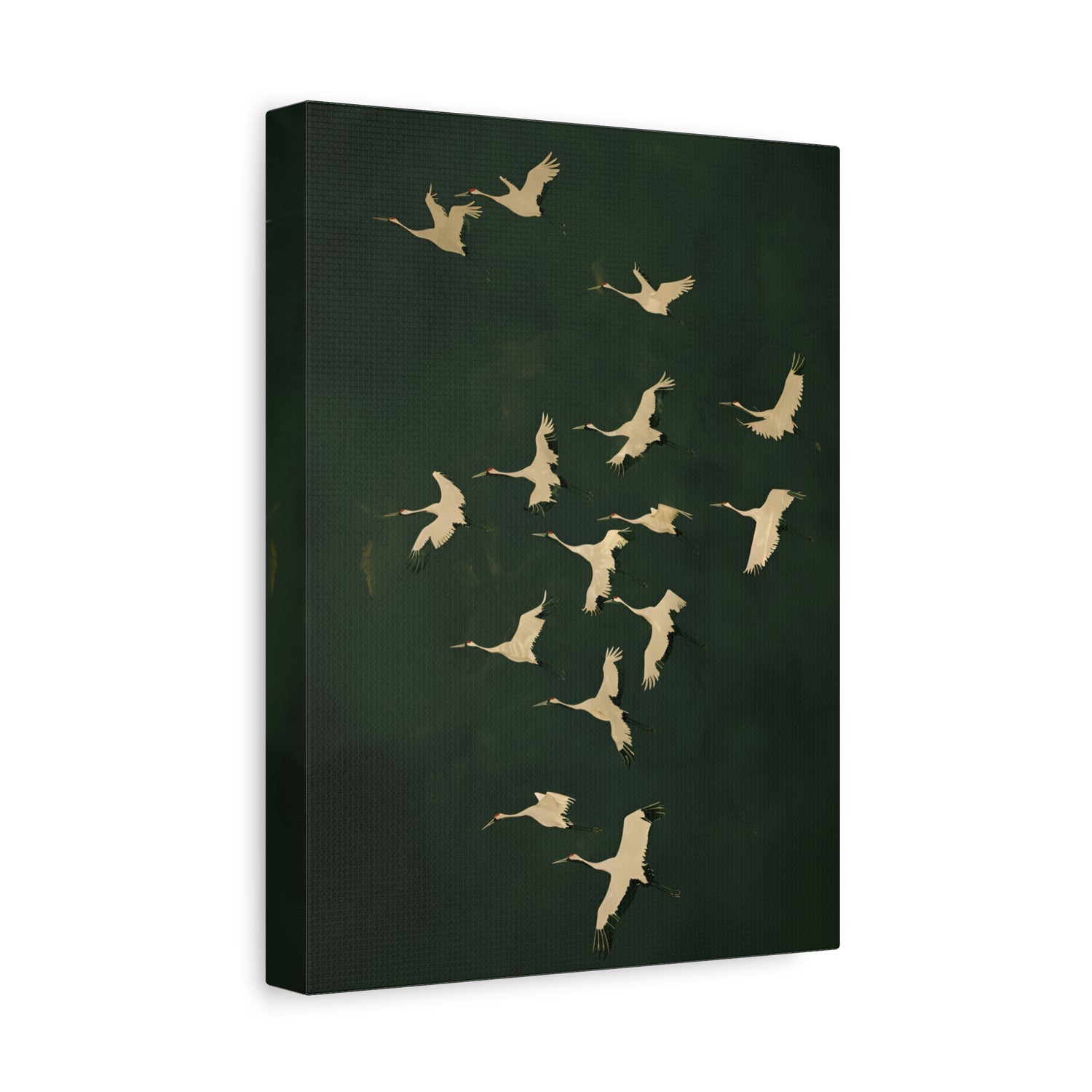 1.25" Matte Canvas - Emerald Sky Japanese Cranes