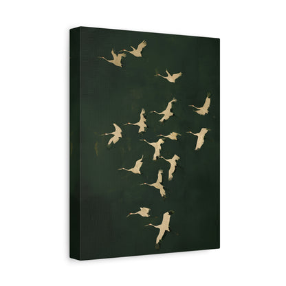 1.25" Matte Canvas - Emerald Sky Japanese Cranes