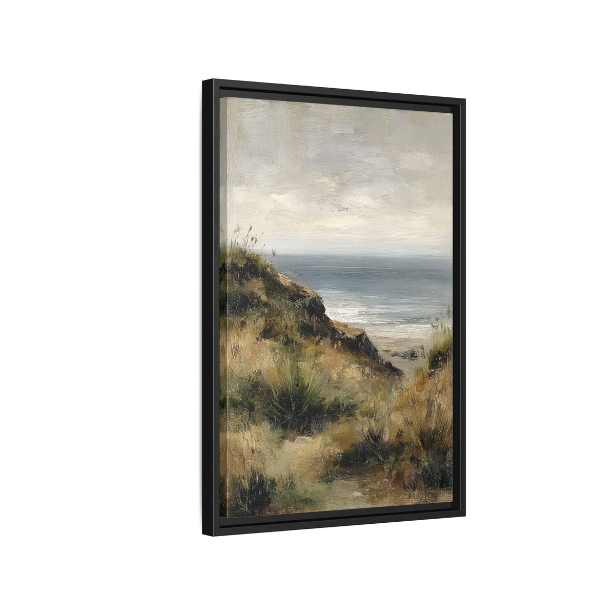 Framed Canvas - Misty Coastal Seascape