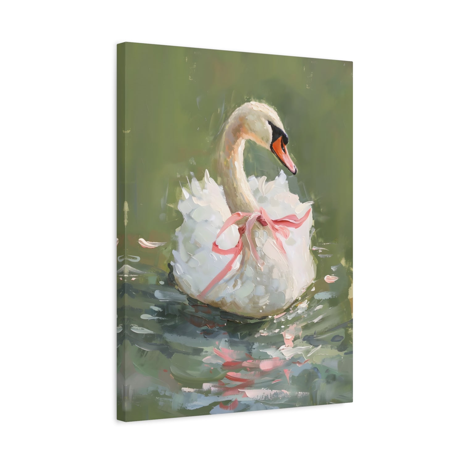 1.25" Matte Canvas - Ballet Swan in Pink Bow