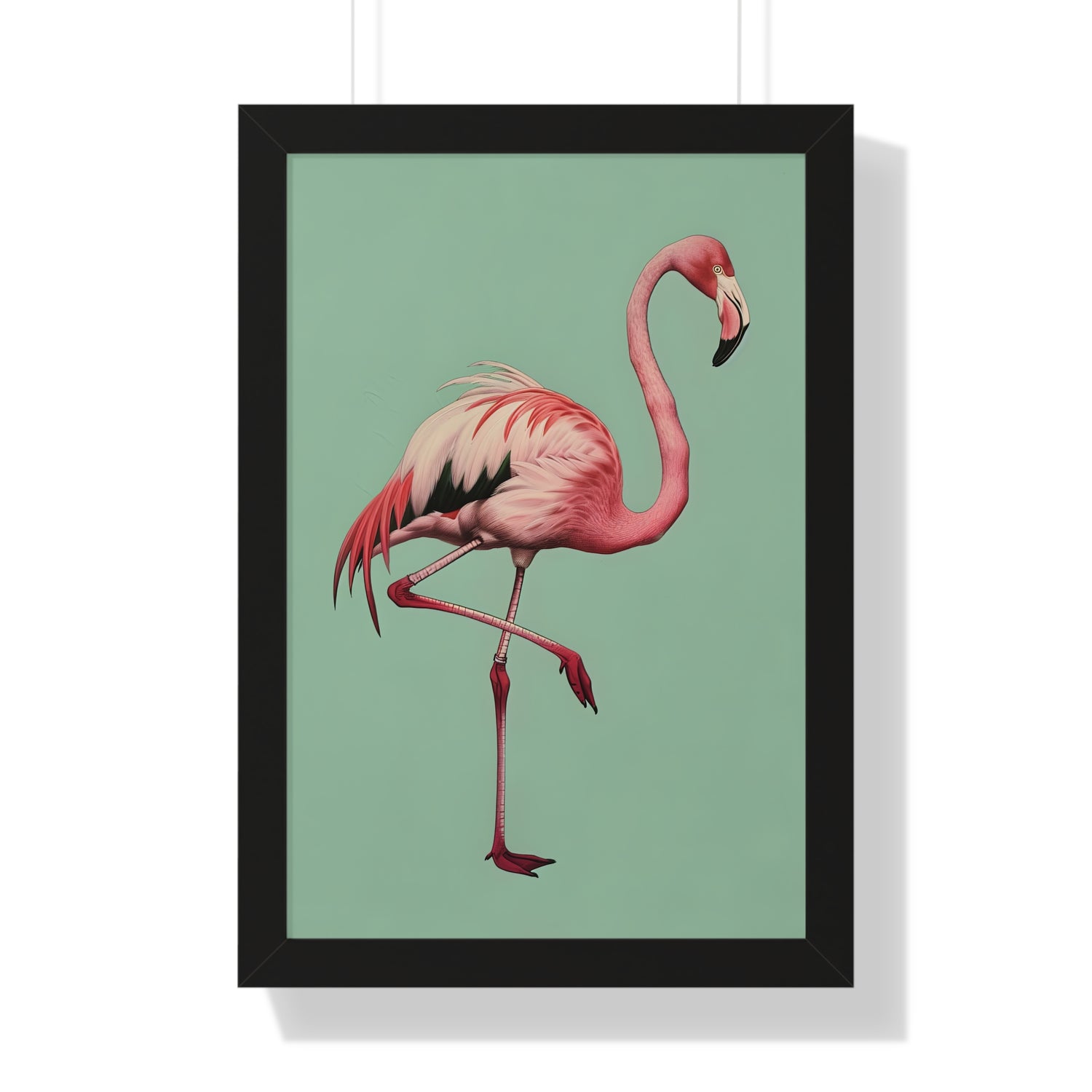 Framed Paper Print - Pink Flamingo Tropical
