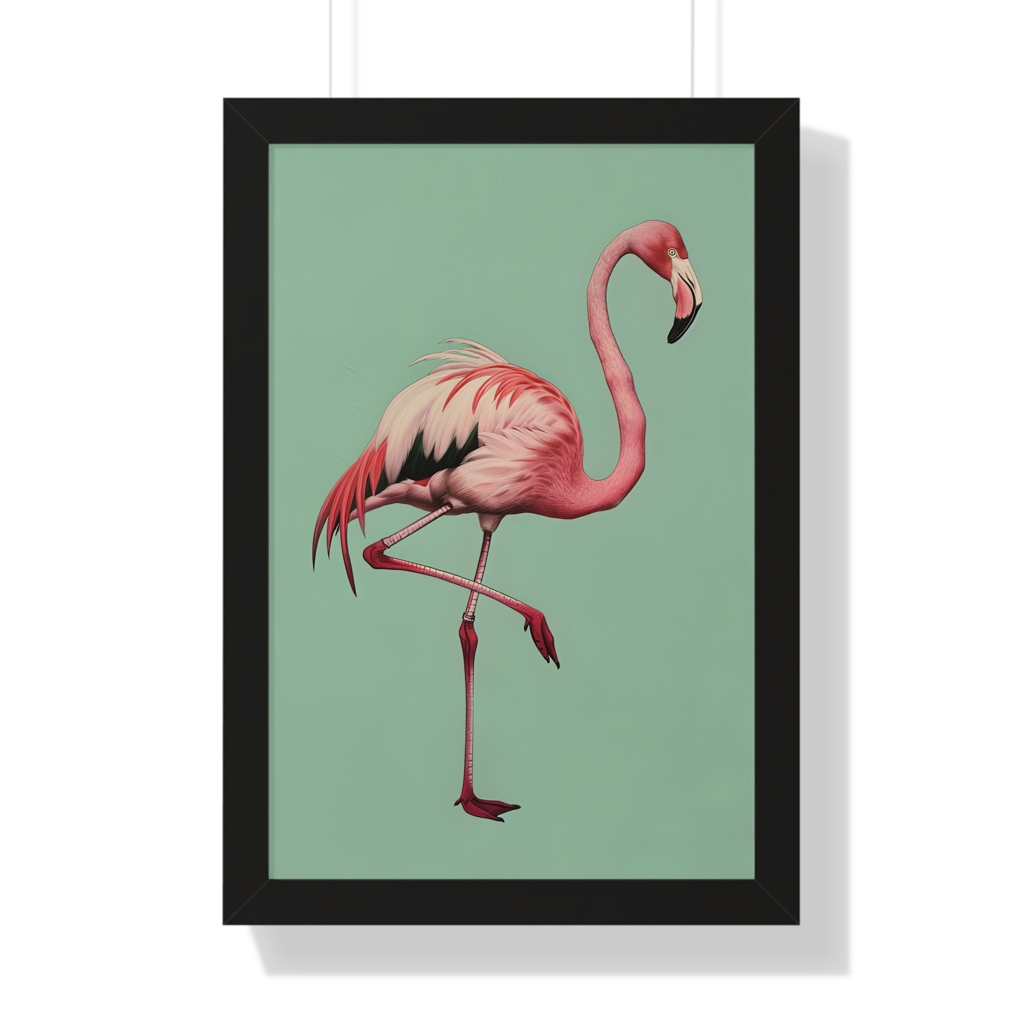 Framed Paper Print - Pink Flamingo Tropical