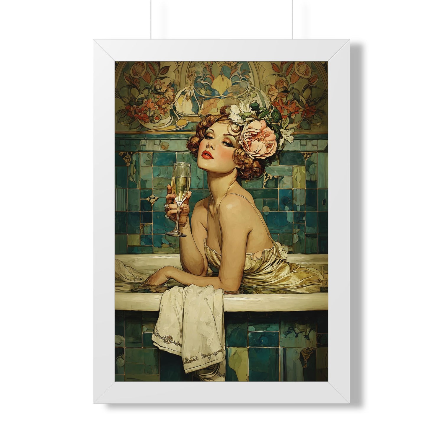 Framed Paper Print - Champagne Bathtub Coquette