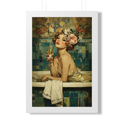 Framed Paper Print - Champagne Bathtub Coquette