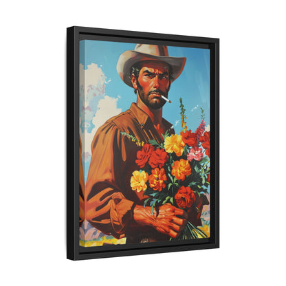 Framed Canvas - Rugged Blooms Cowboy
