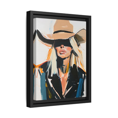Framed Canvas - Blindfolded Cowgirl Charm