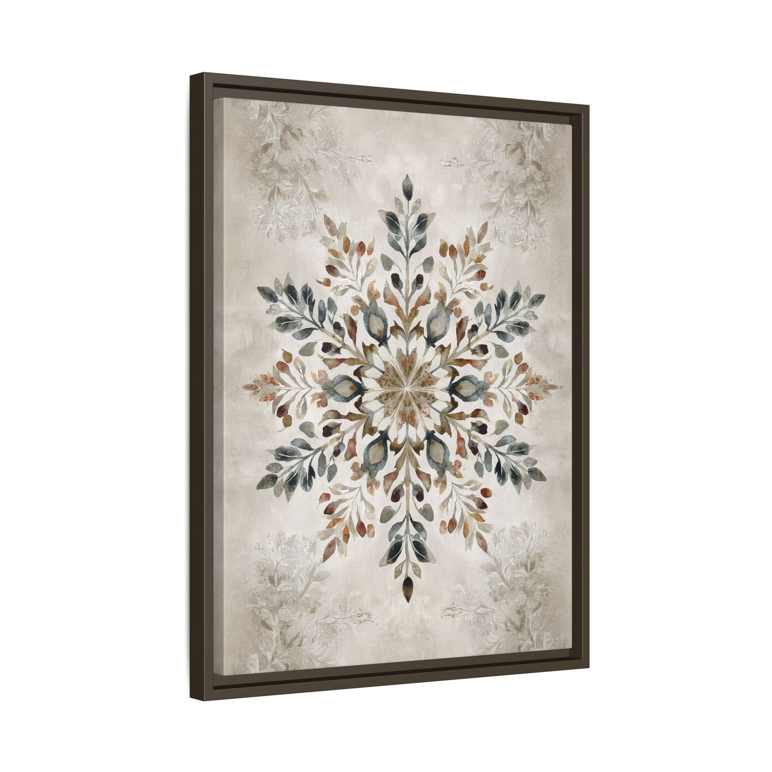 Framed Canvas - Nordic Botanical Snowflake