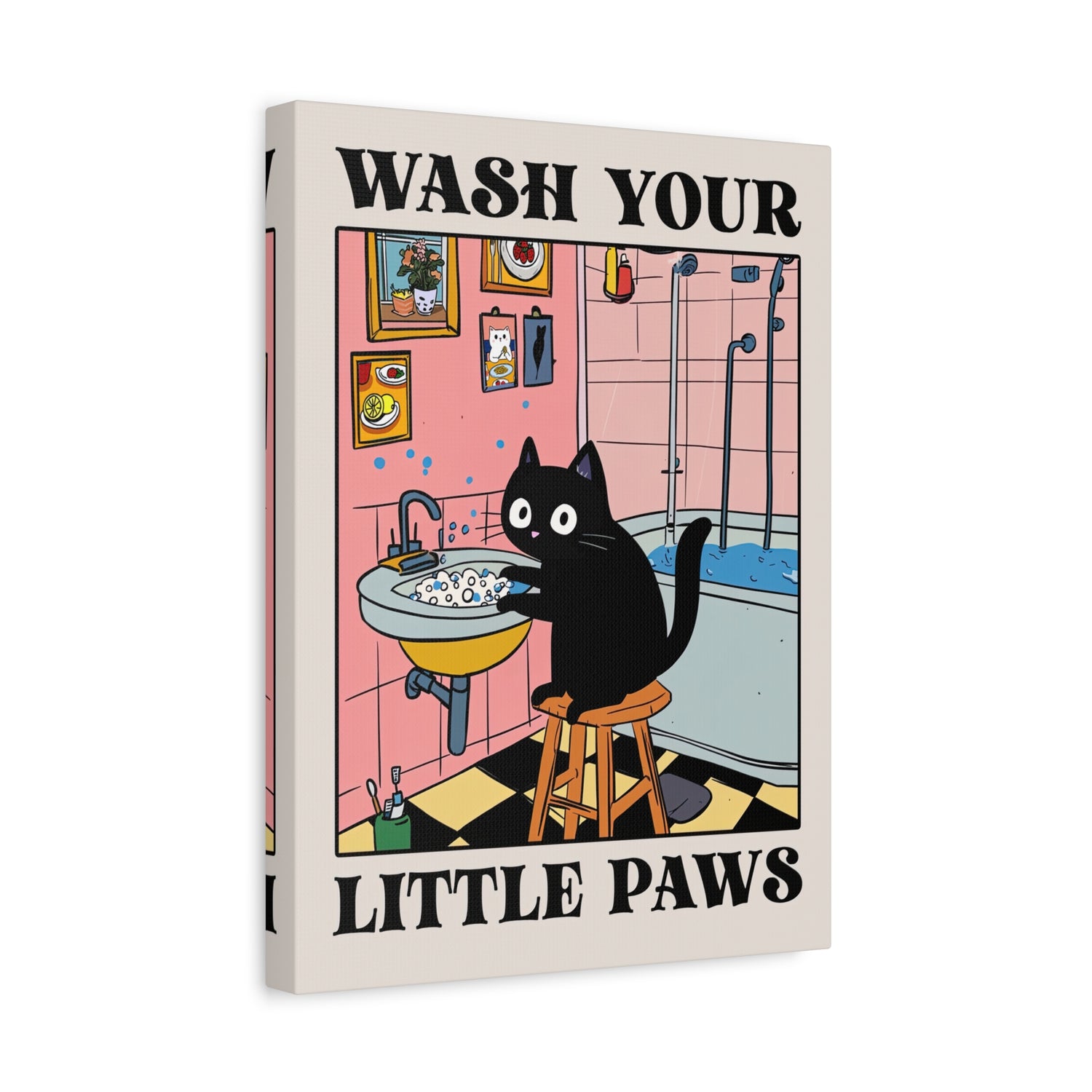 1.25" Matte Canvas - Wash Your Little Paws Cat