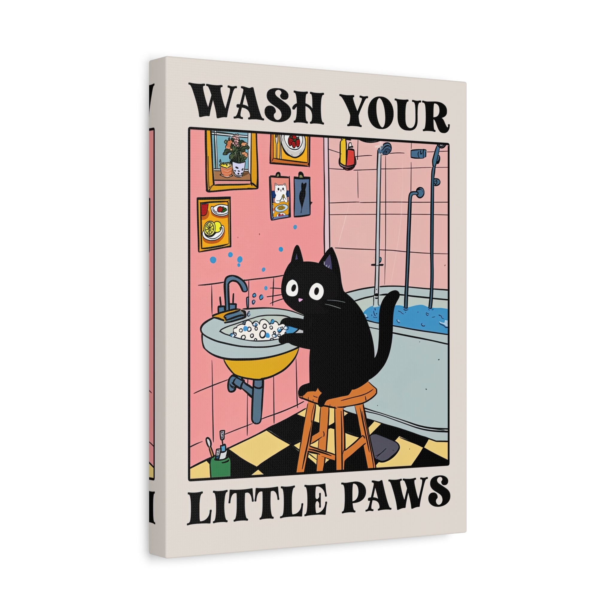 1.25" Matte Canvas - Wash Your Little Paws Cat