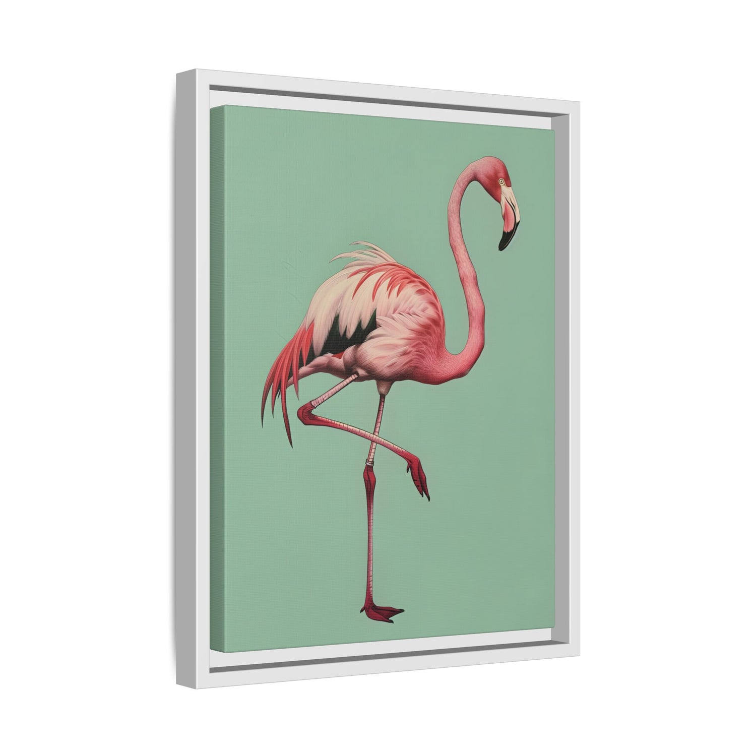 Framed Canvas - Pink Flamingo Tropical