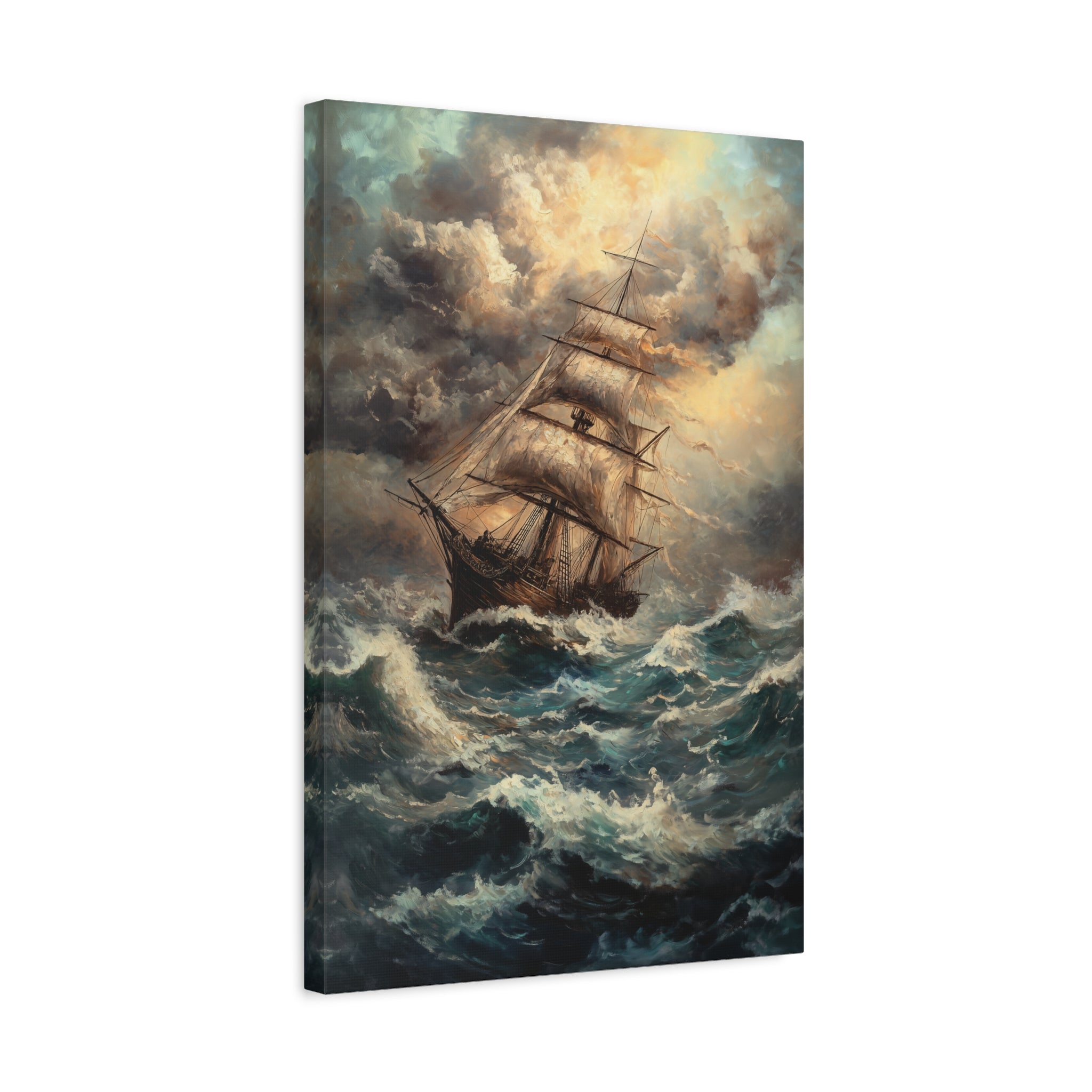 1.25" Matte Canvas - Stormy Voyage Sailing Ship