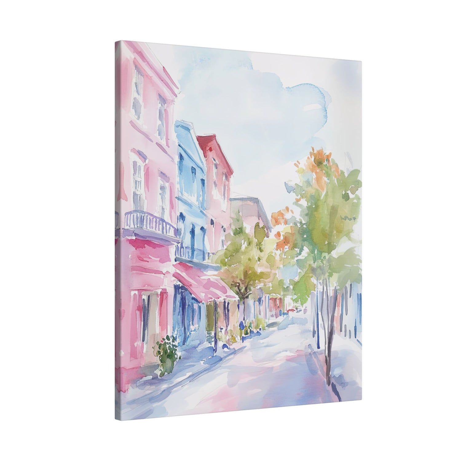 .75" Matte Canvas - Pastel Charleston Street Scene