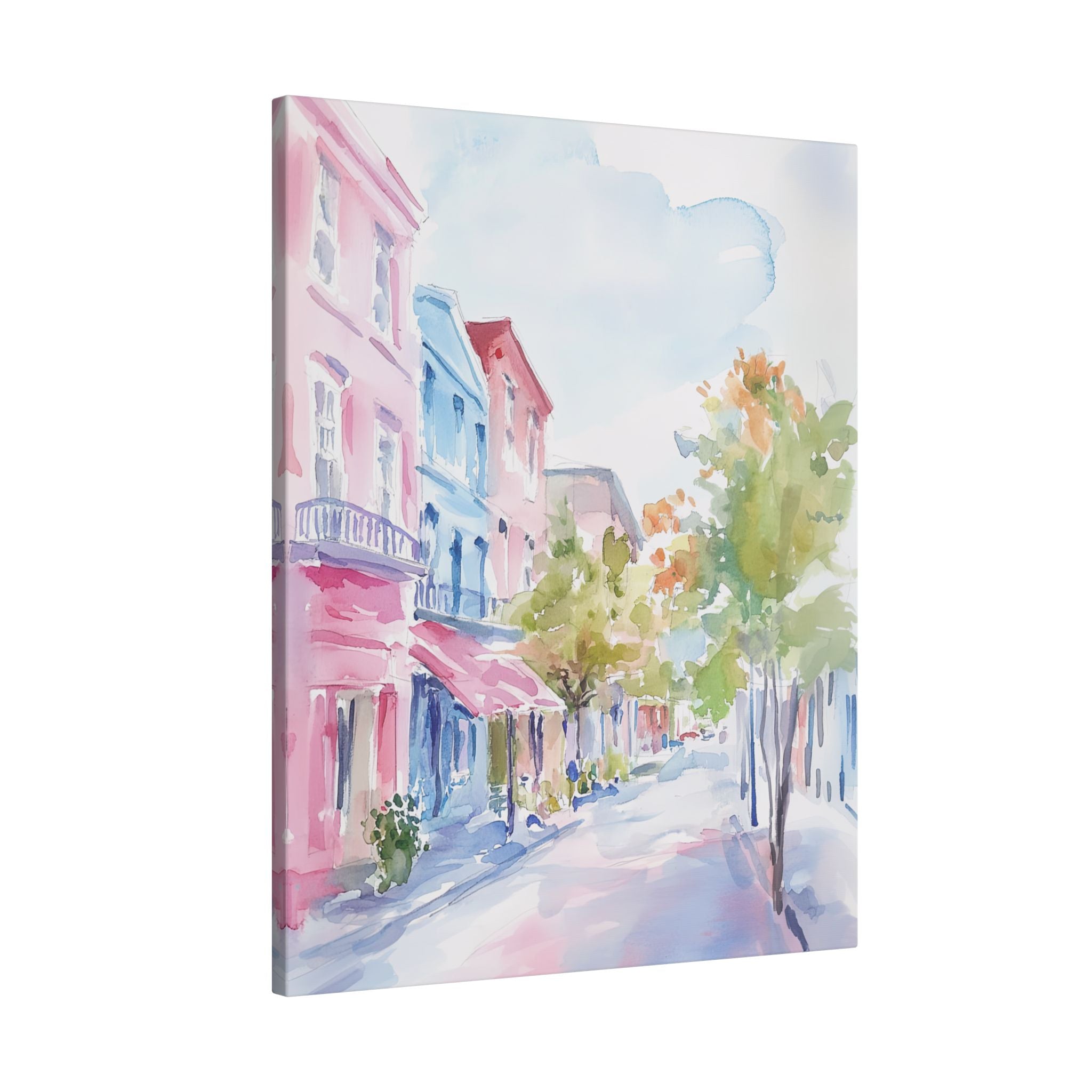 .75" Matte Canvas - Pastel Charleston Street Scene