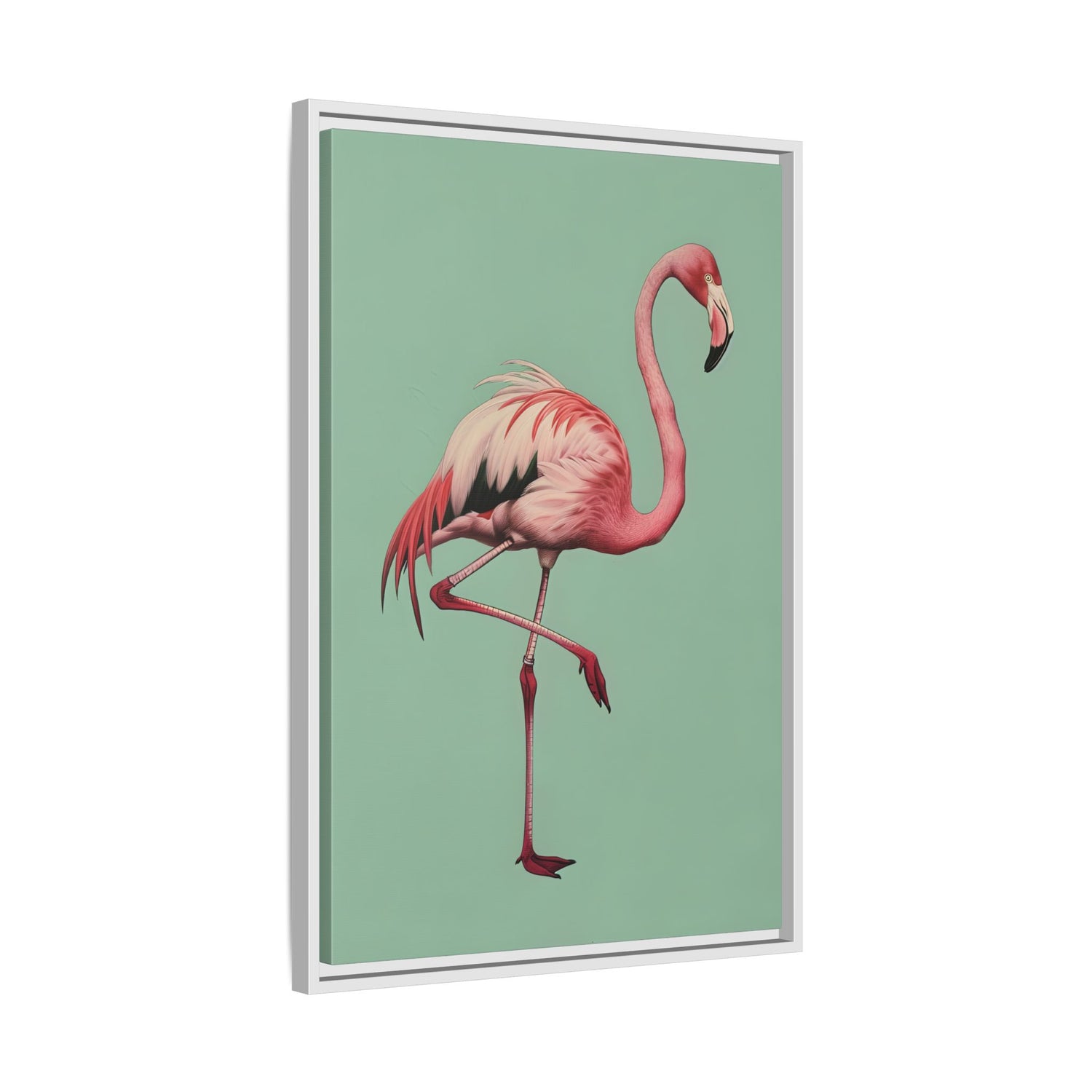 Framed Canvas - Pink Flamingo Tropical