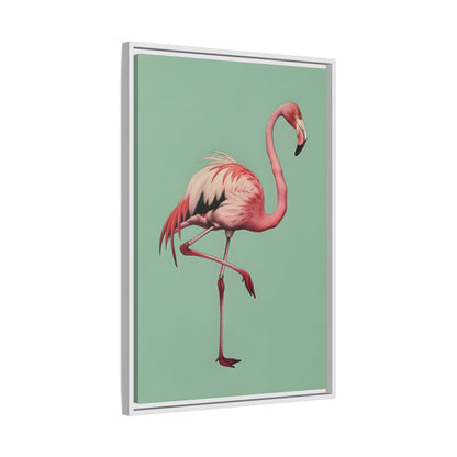 Framed Canvas - Pink Flamingo Tropical