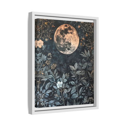 Framed Canvas - Midnight Moonlit Garden