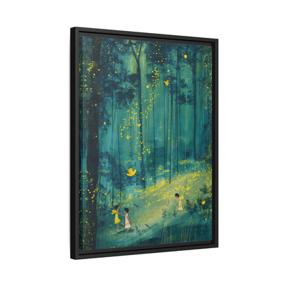 Framed Canvas - Enchanted Firefly Forest