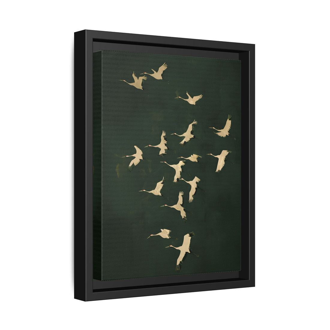 Framed Canvas - Emerald Sky Japanese Cranes
