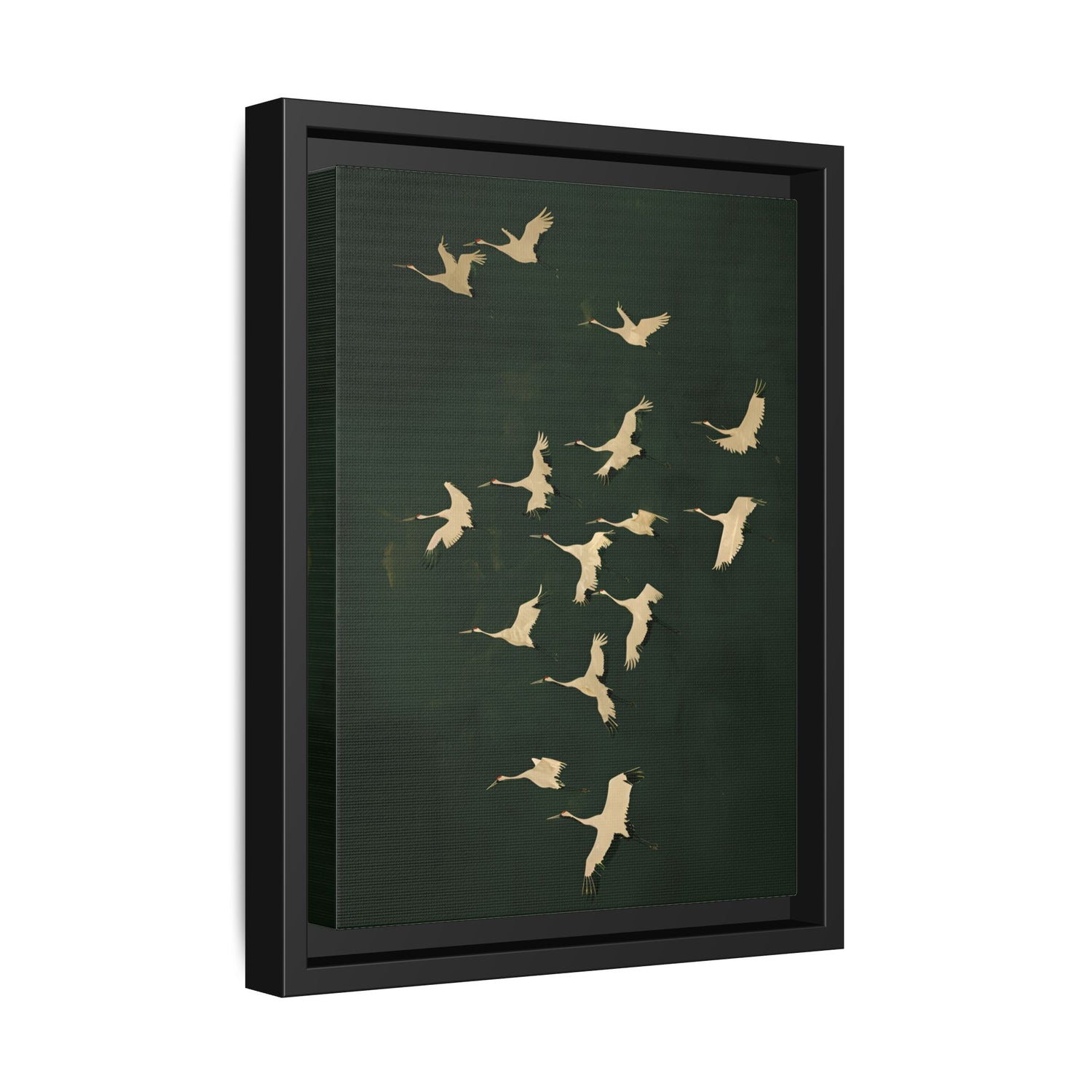 Framed Canvas - Emerald Sky Japanese Cranes
