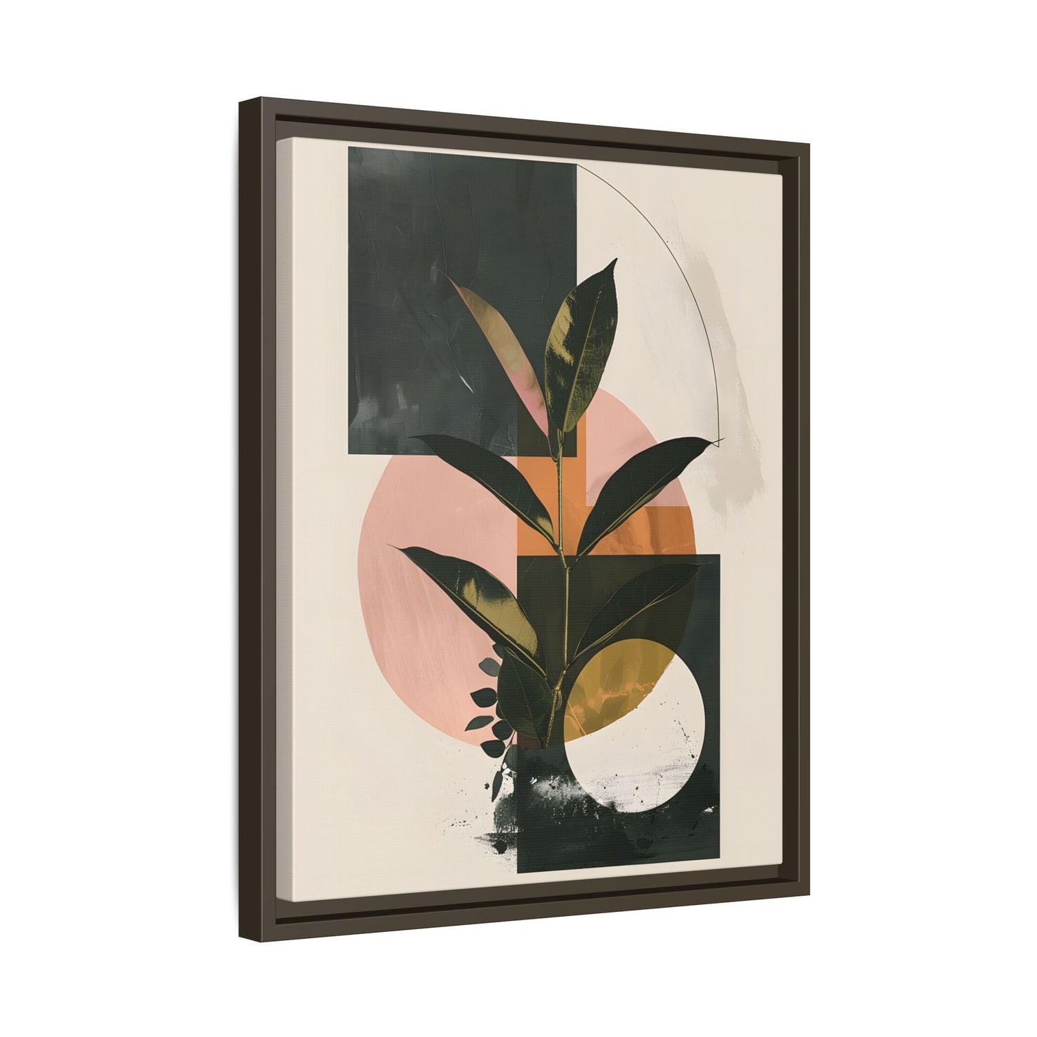 Framed Canvas - Blush Geometry Leafscape