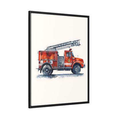 Framed Canvas - Ladder Firetruck Nursery