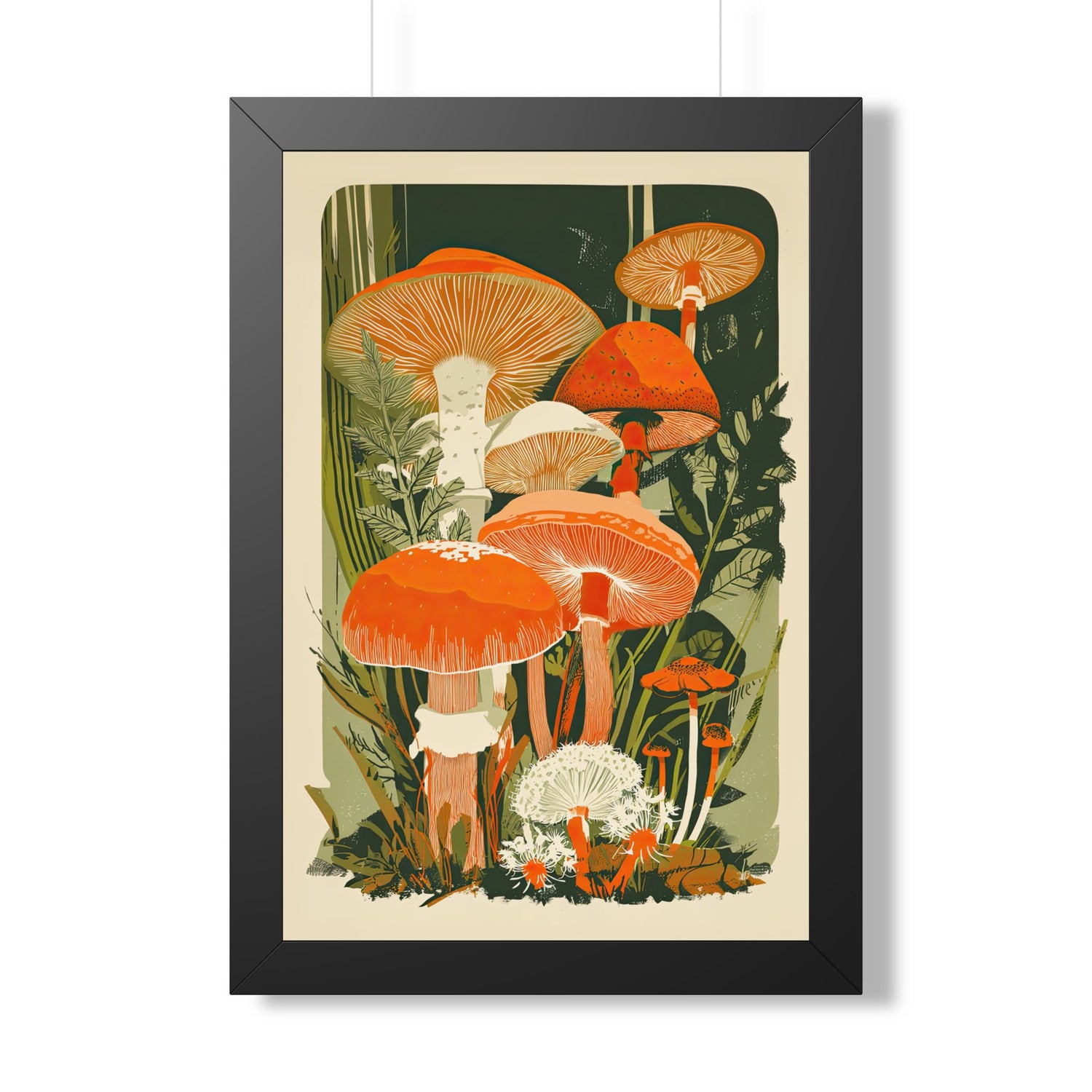 Framed Paper Print - Groovy Woodland Mushrooms