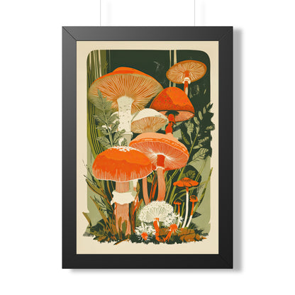 Framed Paper Print - Groovy Woodland Mushrooms