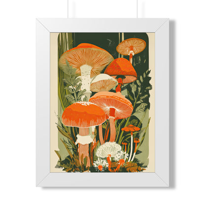 Framed Paper Print - Groovy Woodland Mushrooms