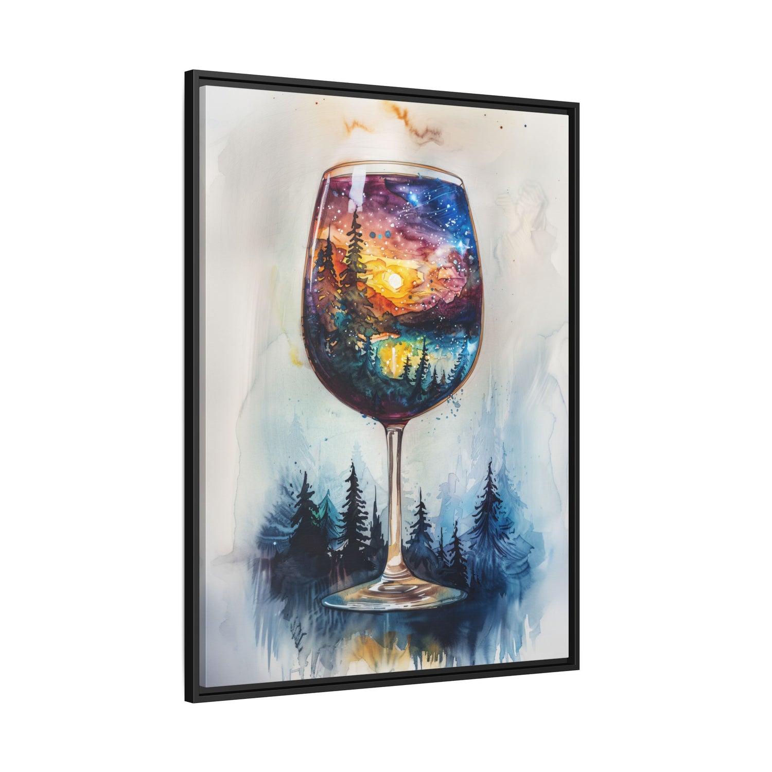 Framed Canvas - Galaxy Within the Wine Glass