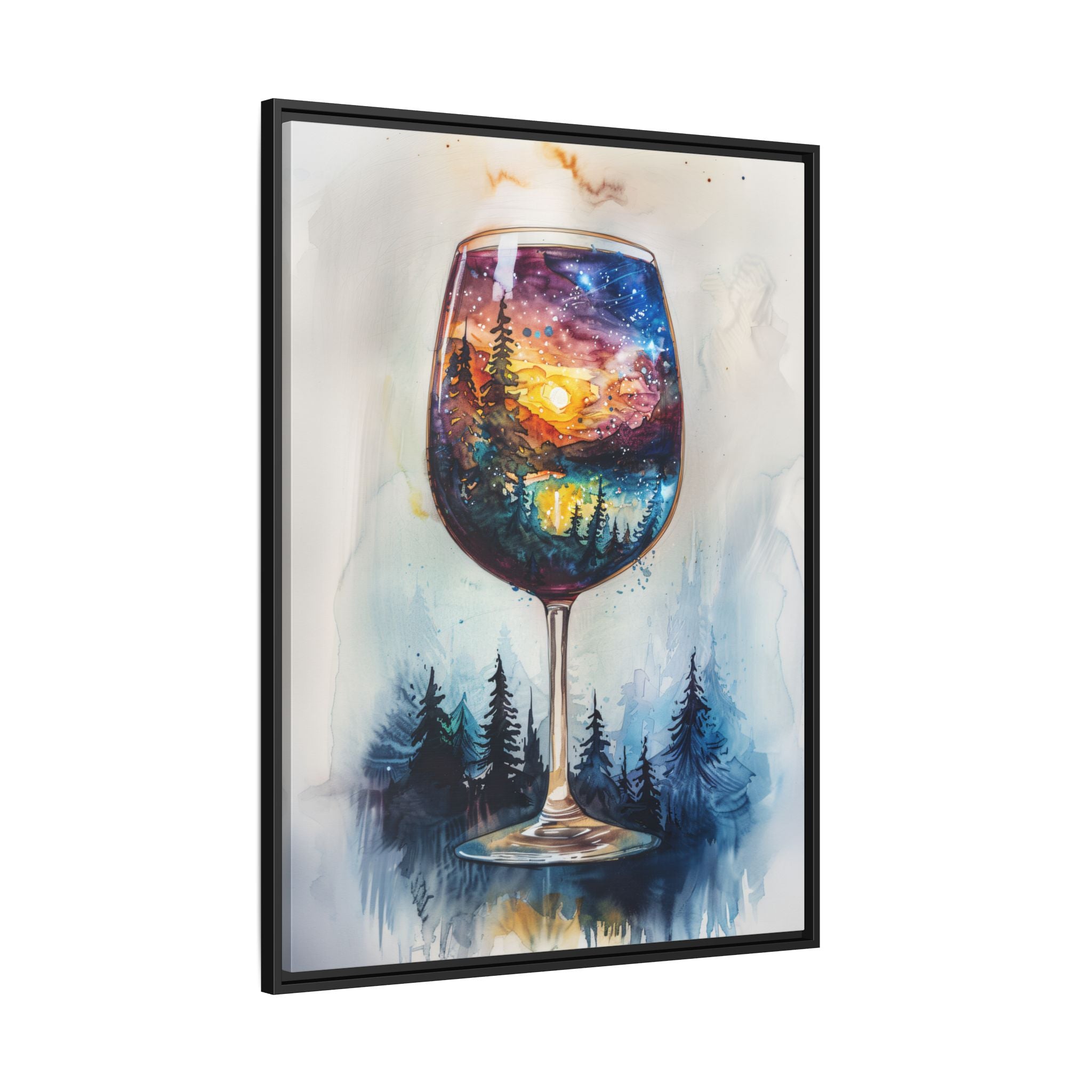 Framed Canvas - Galaxy Within the Wine Glass