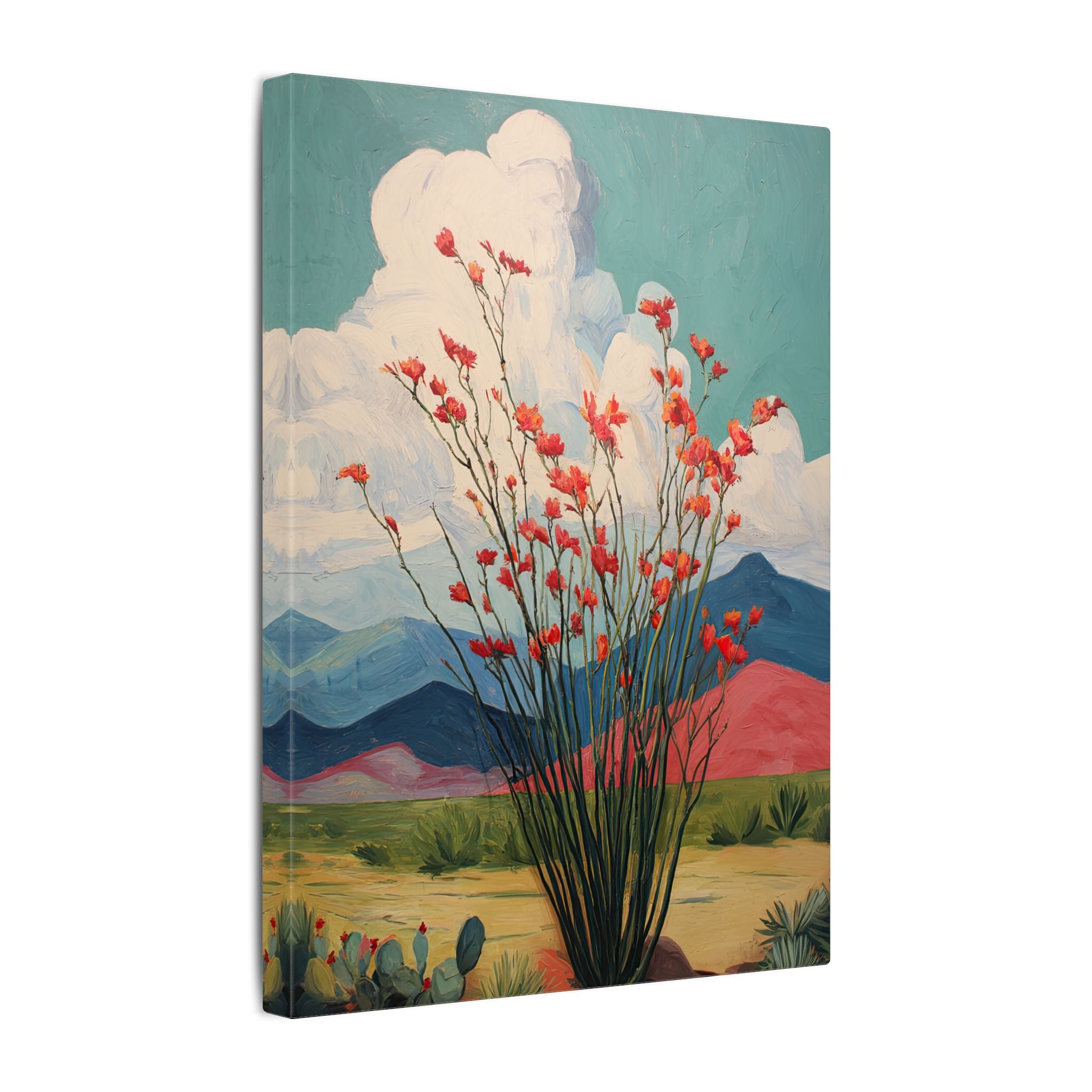 .75" Matte Canvas - Ocotillo Cactus Desert Bloom