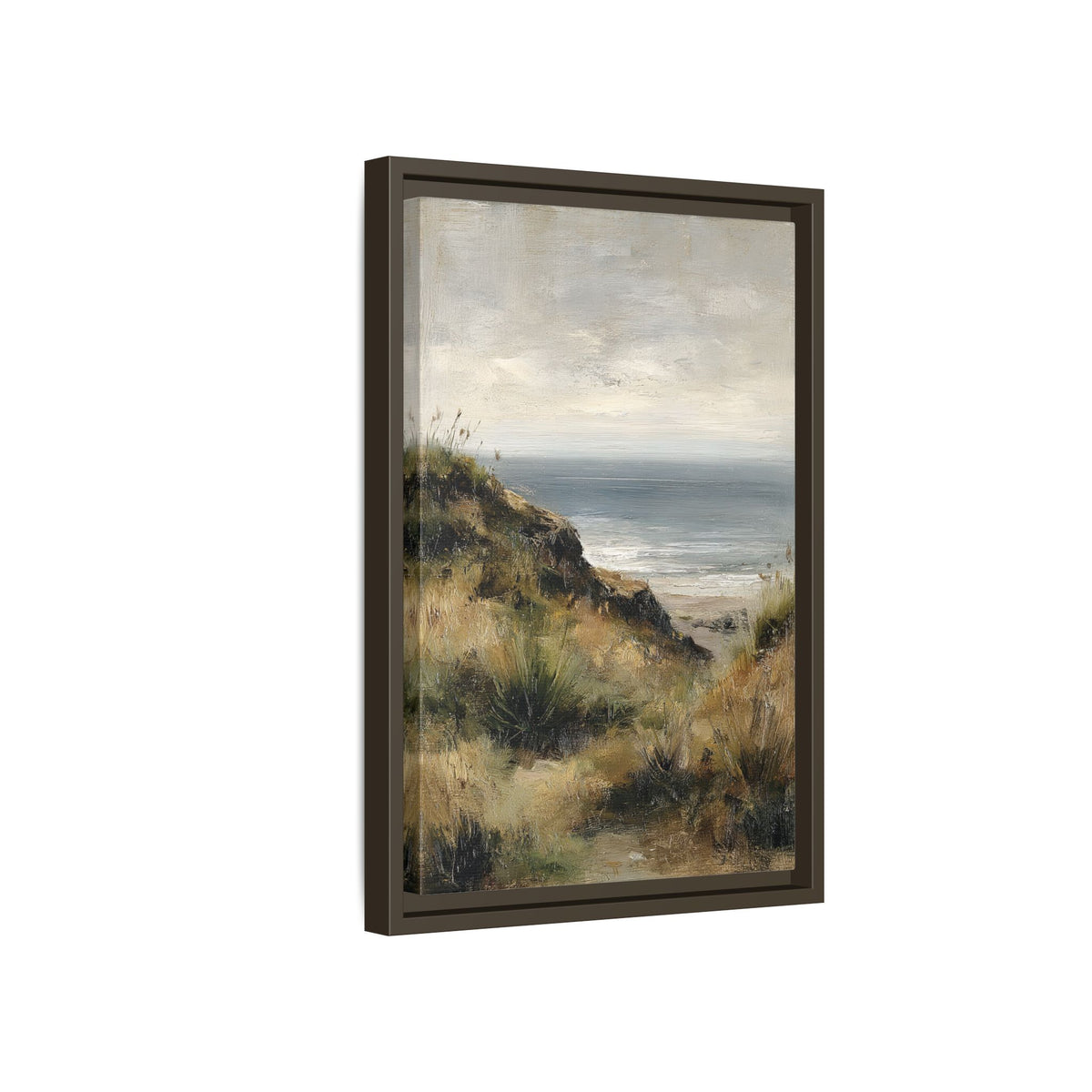 Framed Canvas - Misty Coastal Seascape