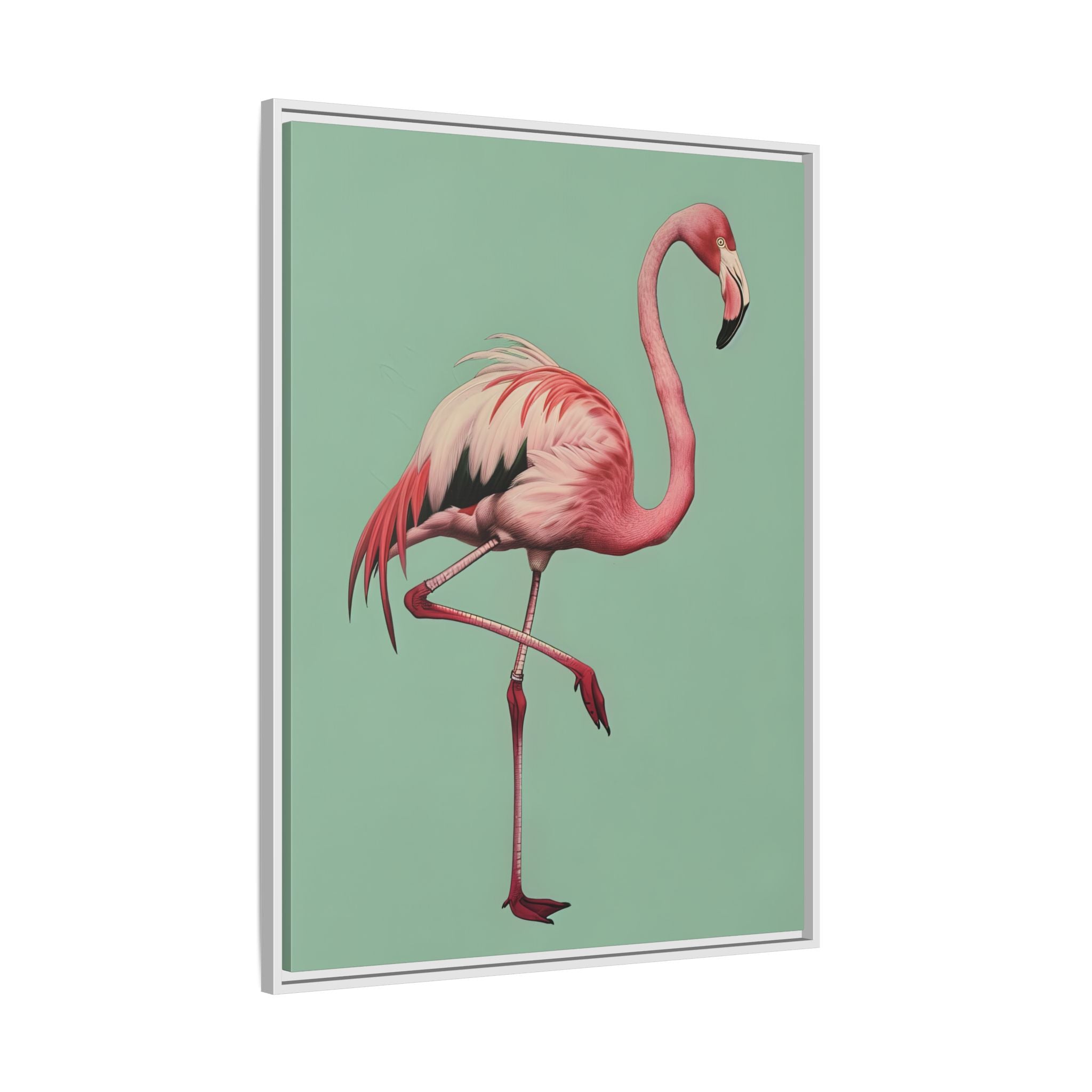 Framed Canvas - Pink Flamingo Tropical