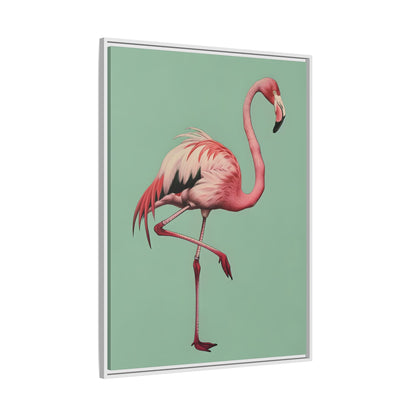 Framed Canvas - Pink Flamingo Tropical