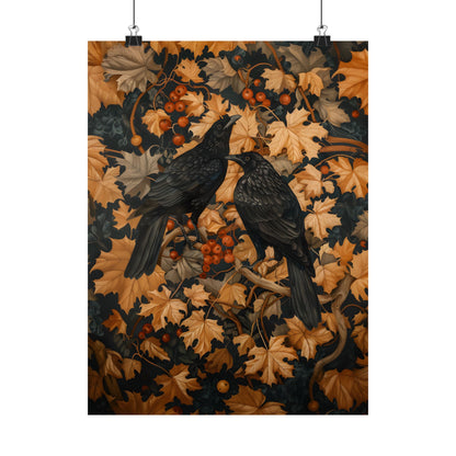 Autumn Rooks in Golden Leaves