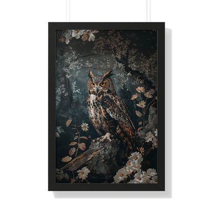 Framed Paper Print - Midnight Watchful Owl