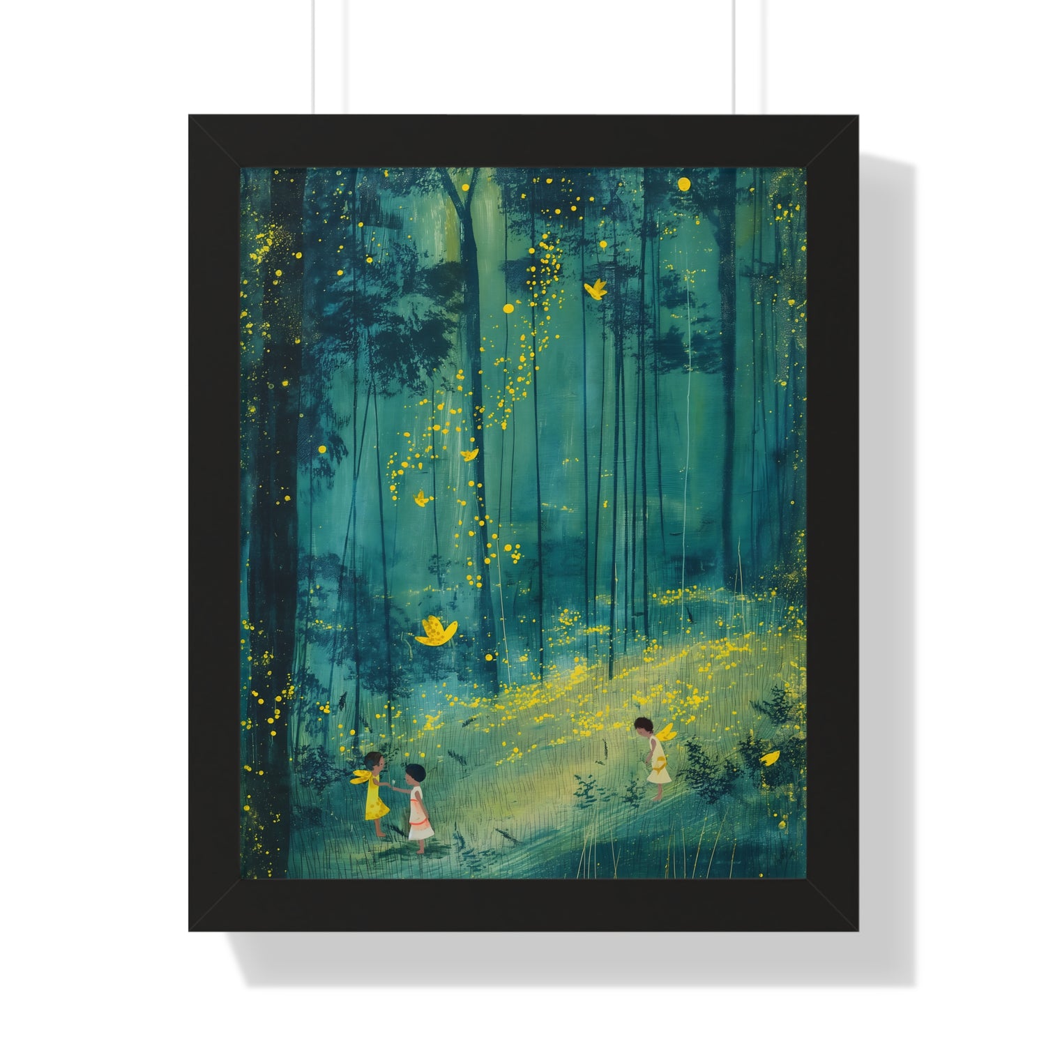 Framed Paper Print - Enchanted Firefly Forest